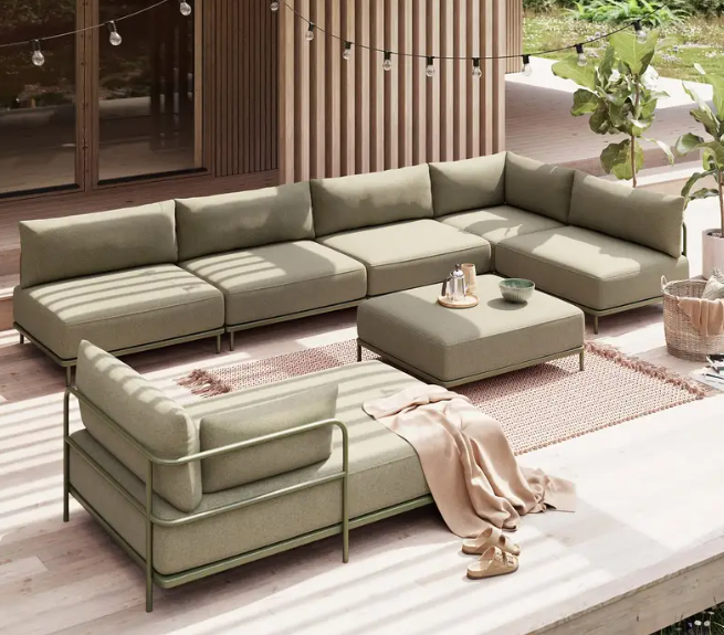 Nøvair L Shape sofa + chair chaiselong + table طقم خارجي للجاردن