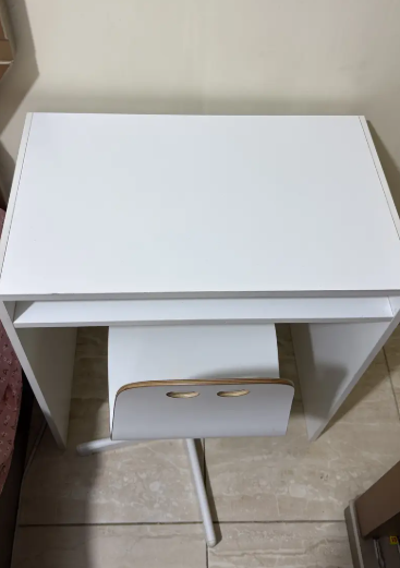 IKEA Study Desk + Chair Set – White – Very Good Condition thumbnail