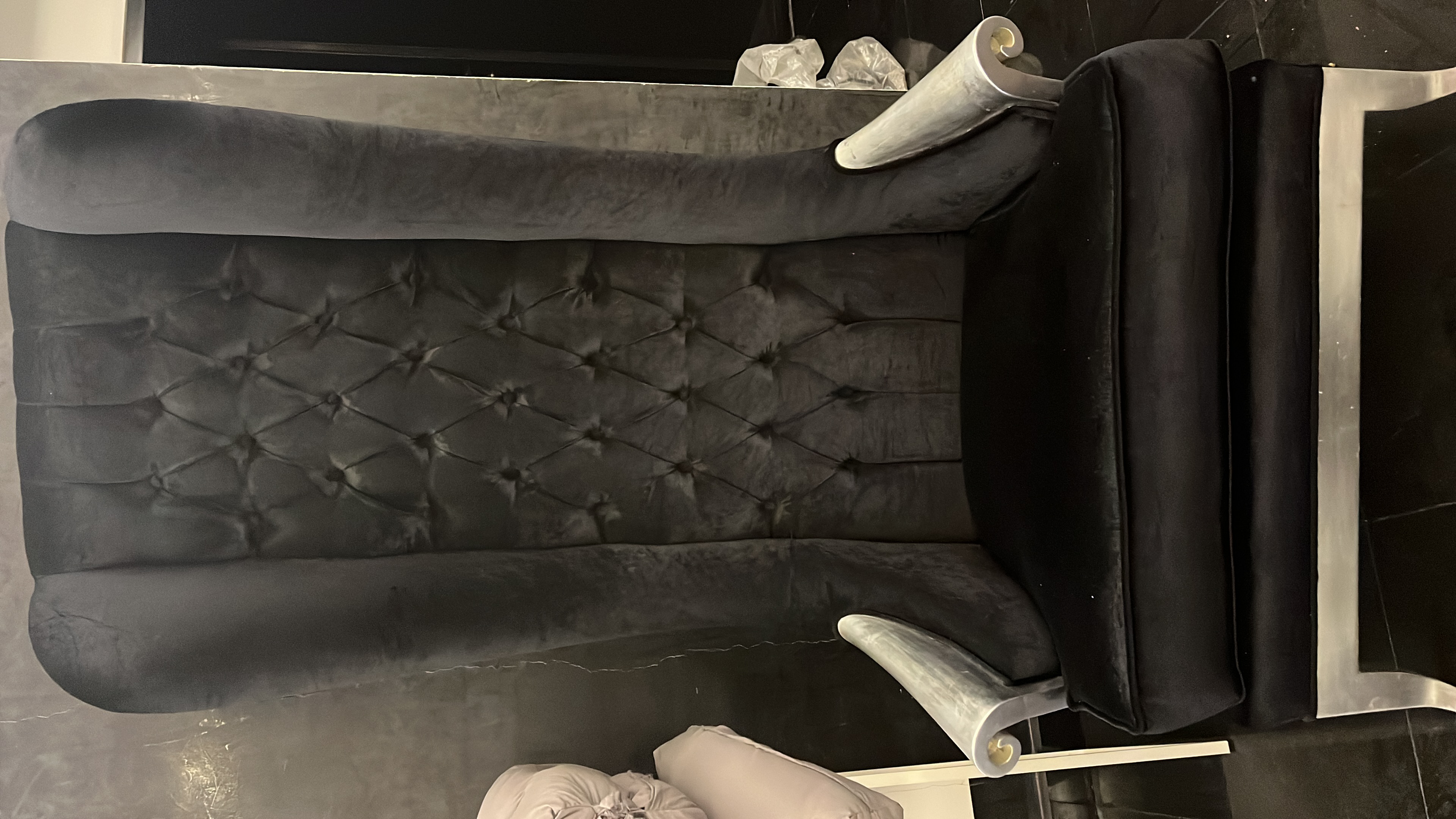 Tall velvet chair