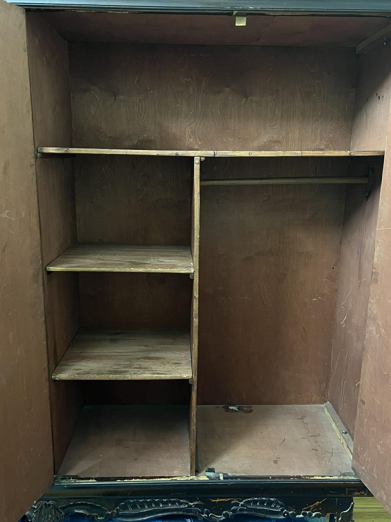 Bed frame with wardrobe & shelves unit thumbnail